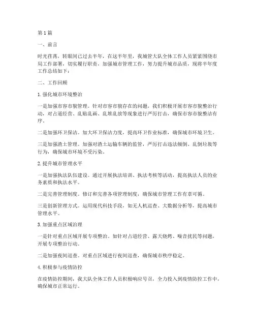 城管大队半年度总结(3篇)