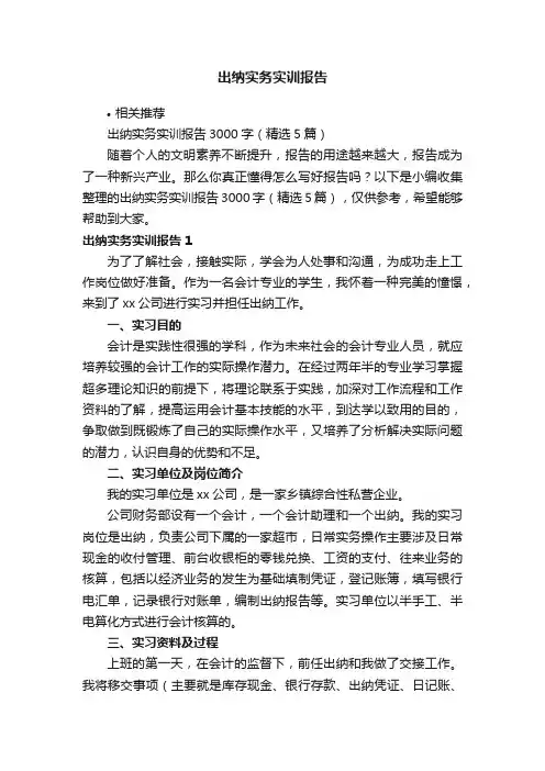 出纳实务实训报告