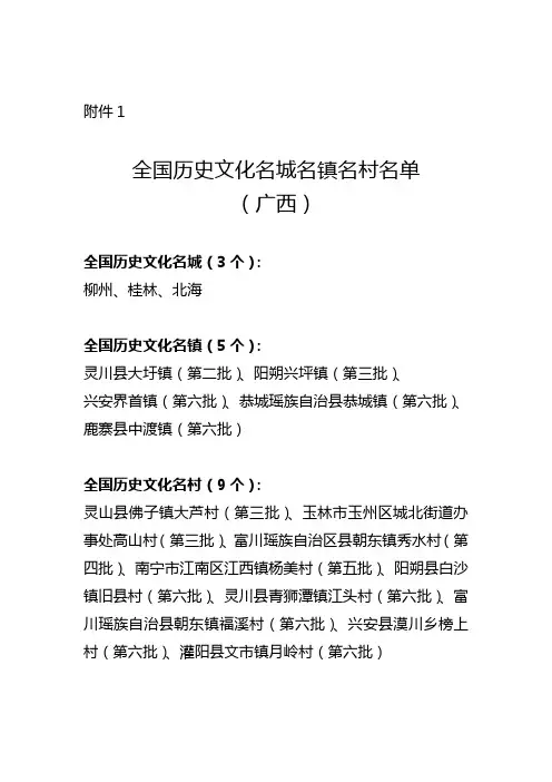   全国历史文化名城名镇名村名单