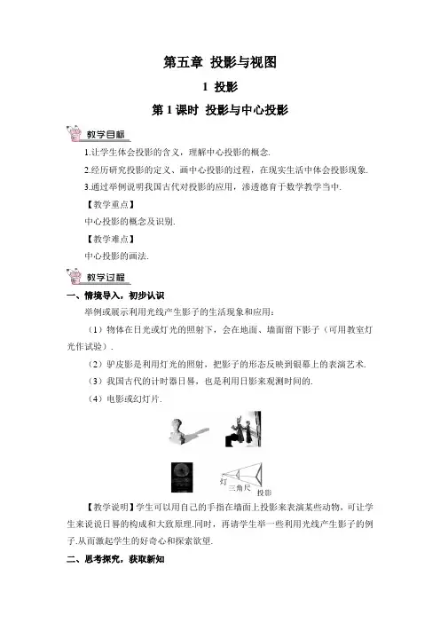 北师大版数学九年级上册 投影(教学设计)