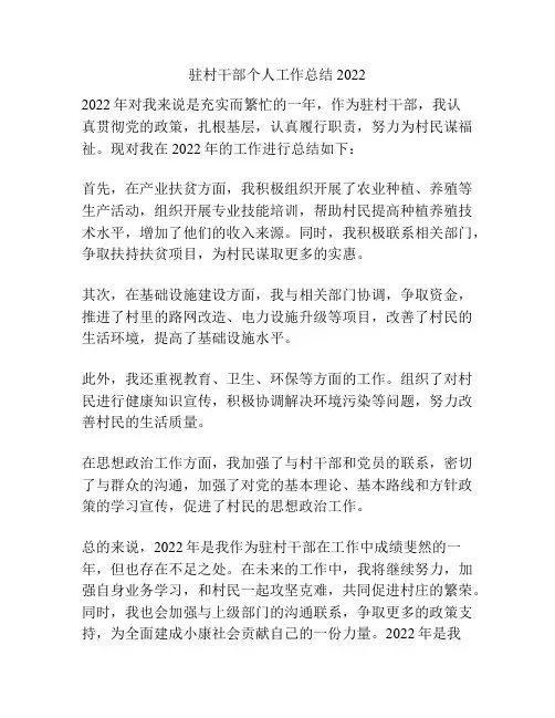 驻村干部个人工作总结2022