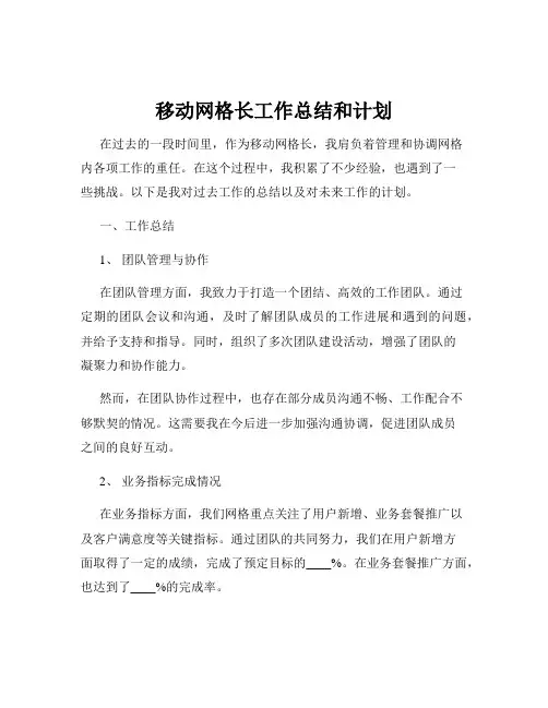 移动网格长工作总结和计划