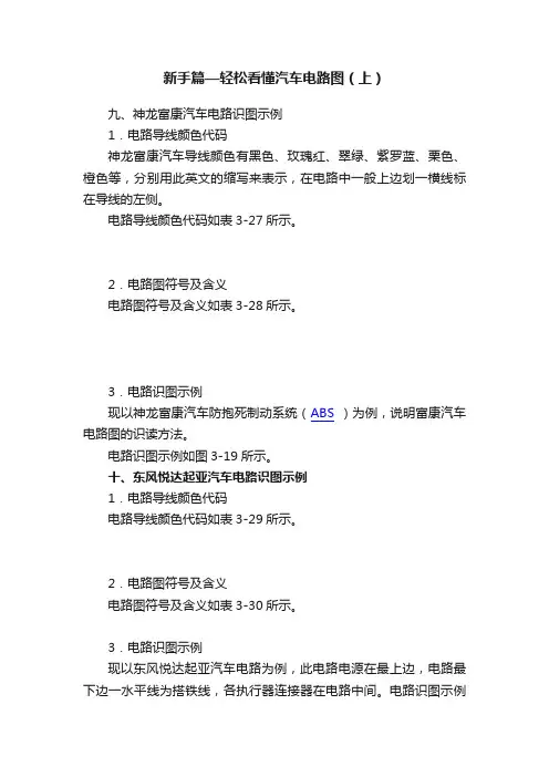 新手篇—轻松看懂汽车电路图（上）
