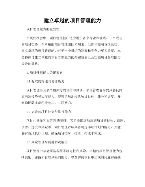 建立卓越的项目管理能力