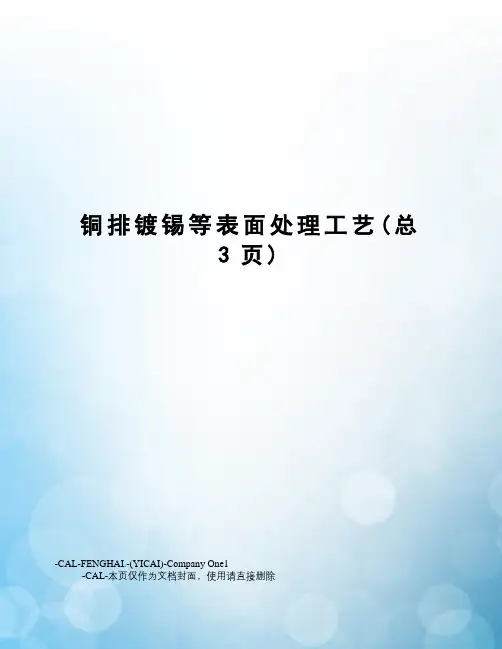 铜排镀锡等表面处理工艺