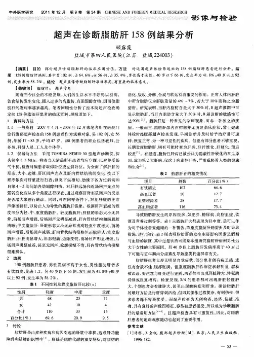 超声在诊断脂肪肝158例结果分析