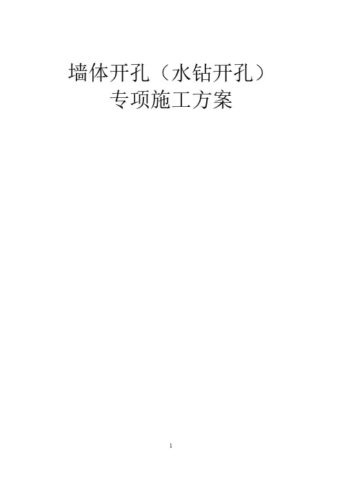 墙体开孔(水钻开孔)专项施工方案