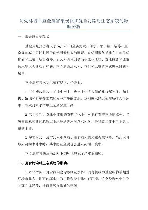 河湖环境中重金属富集现状和复合污染对生态系统的影响分析