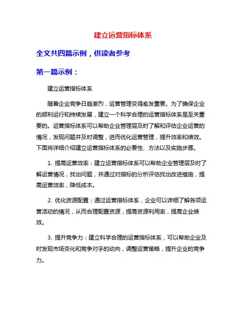 建立运营指标体系