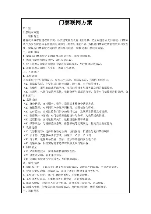 门禁联网方案