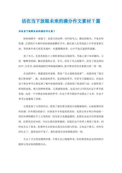 活在当下放眼未来的满分作文素材7篇
