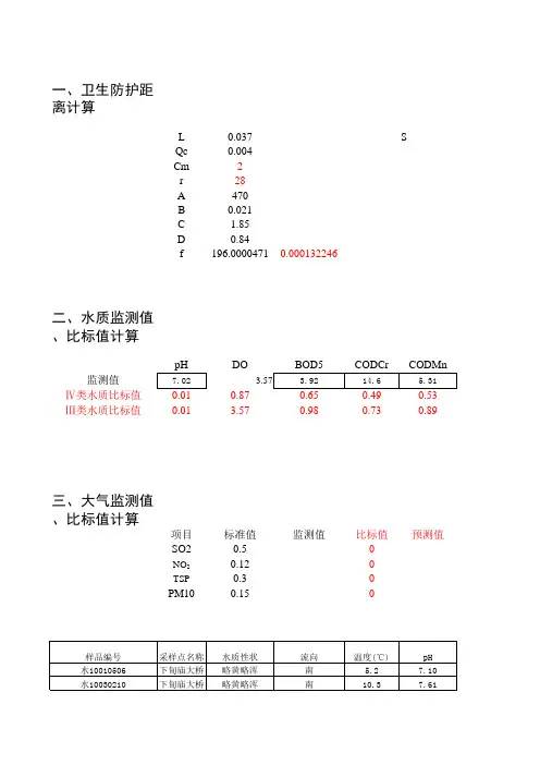 卫生防护距离数据计算模式