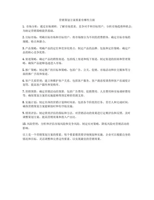 营销策划方案要素有哪些方面