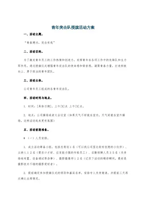 青年突击队授旗活动方案