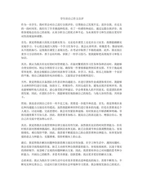 学生给自己作文自评