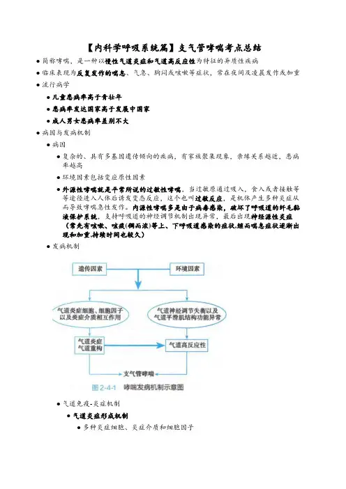 【内科学呼吸系统篇】支气管哮喘考点总结