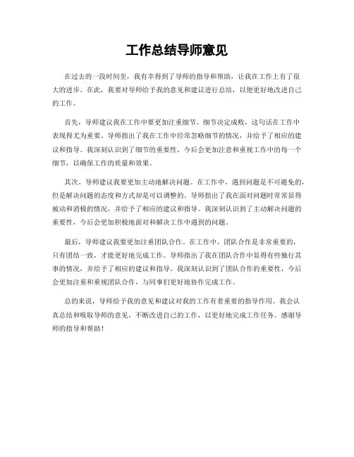 工作总结导师意见