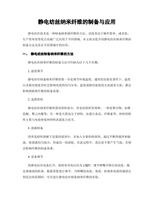 静电纺丝纳米纤维的制备与应用