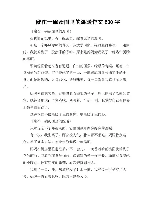 藏在一碗汤面里的温暖作文600字