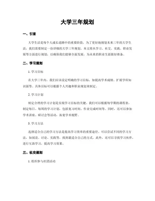 大学三年规划