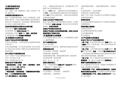 上海高中政治学业水平考试复习提纲