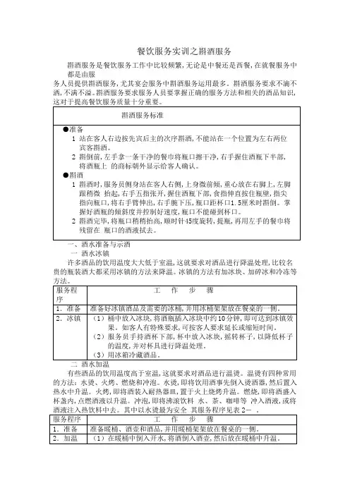 餐饮行业服务实训之斟酒服务礼仪