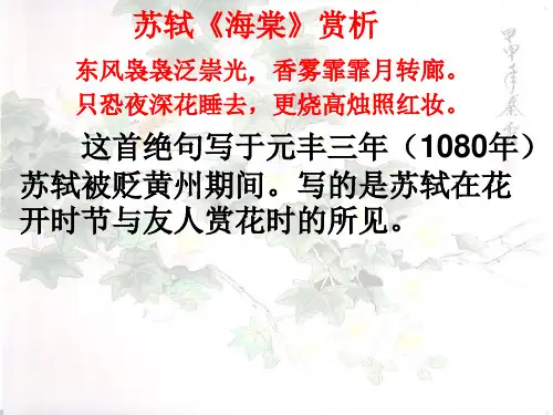 苏轼海棠赏析故烧高烛照红妆