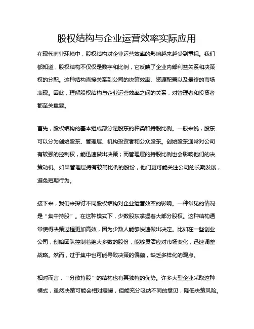 股权结构与企业运营效率实际应用