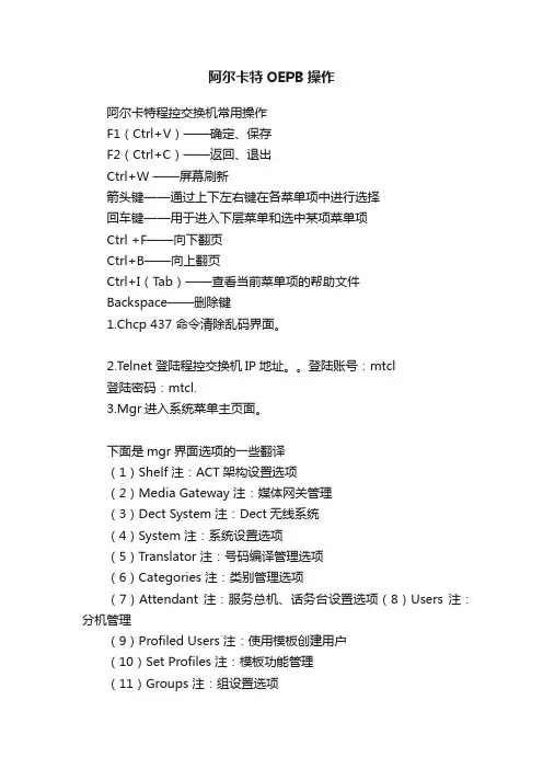 阿尔卡特OEPB操作