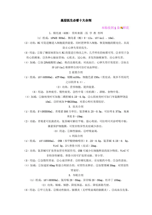 基层医生必看十大合剂
