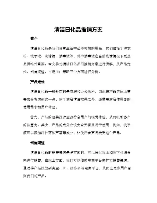 清洁日化品推销方案