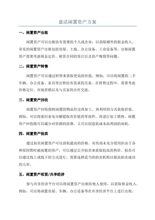 盘活闲置资产方案