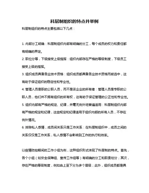 科层制组织的特点并举例