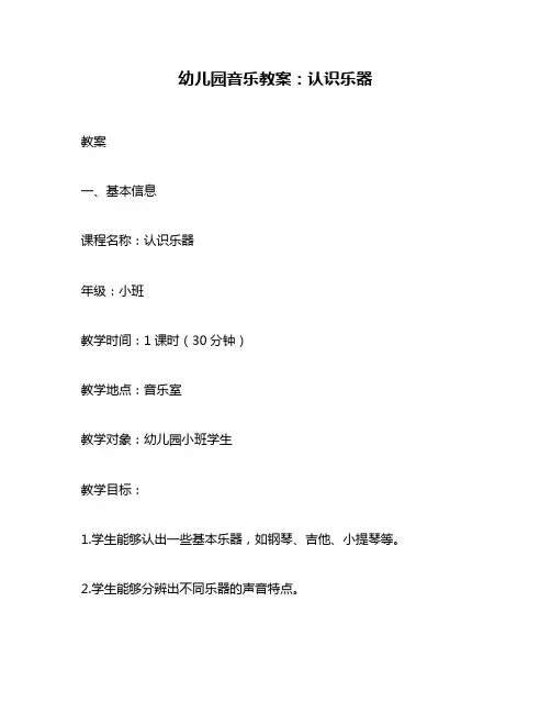 幼儿园音乐教案：认识乐器