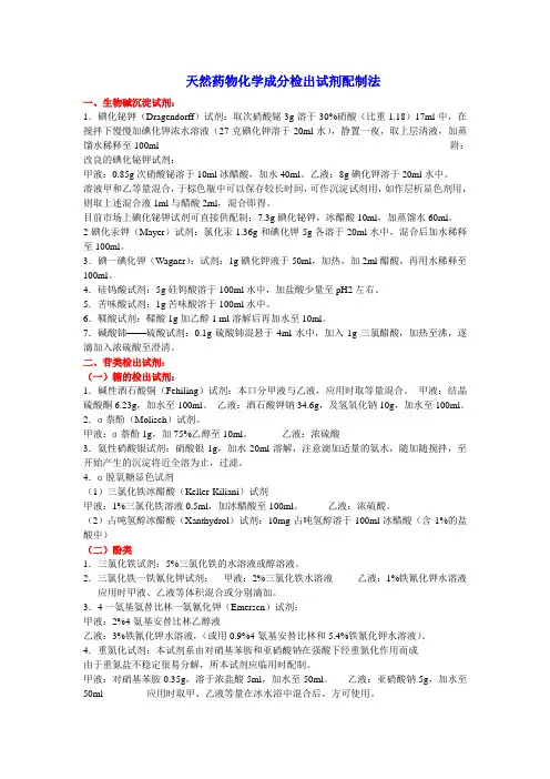 天然药物化学成分检出试剂配制法