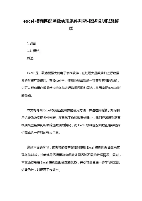 excel模糊匹配函数实现条件判断-概念解析以及定义