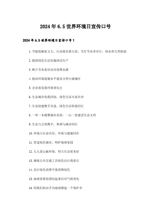 2024年6.5世界环境日宣传口号