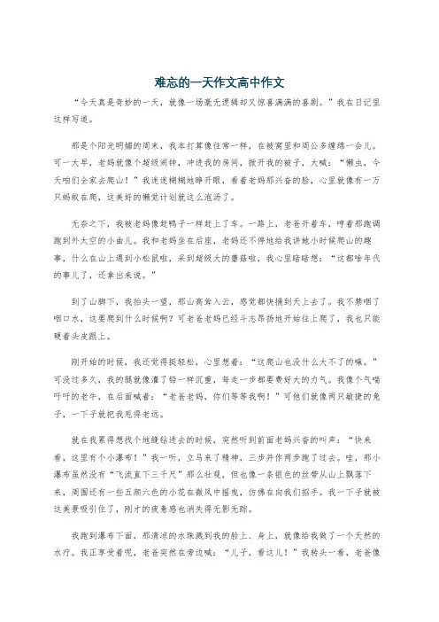 难忘的一天作文高中作文