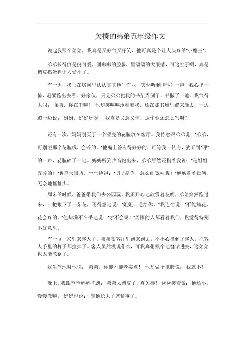 欠揍的弟弟五年级作文
