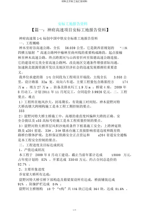 材料之安标工地汇报材料