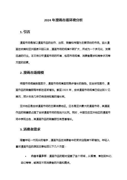 2024年漫画市场环境分析
