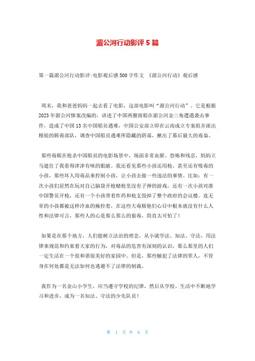 湄公河行动影评5篇
