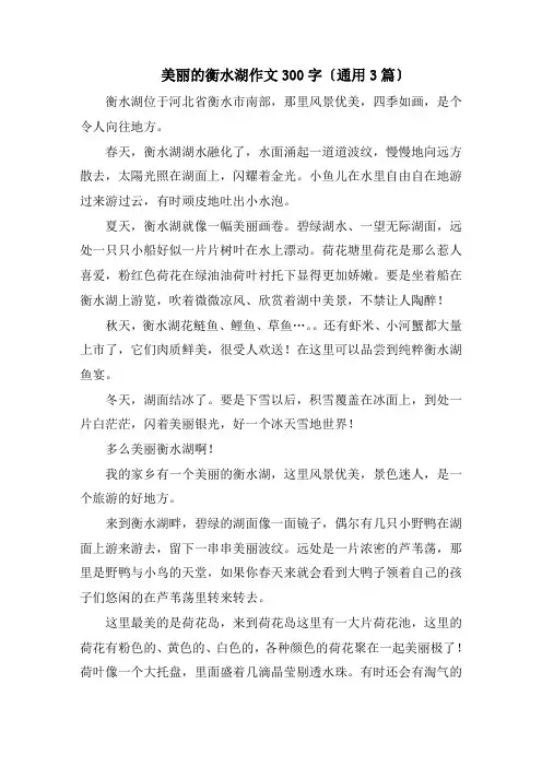 美丽的衡水湖作文300字(通用3篇)精编