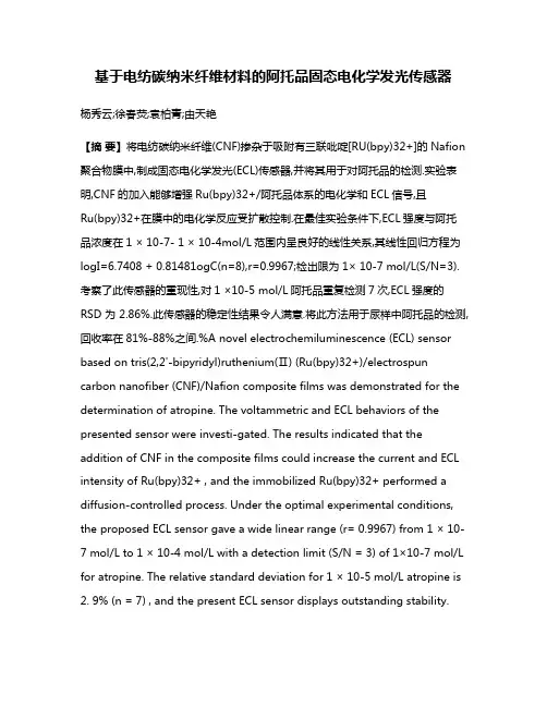 基于电纺碳纳米纤维材料的阿托品固态电化学发光传感器