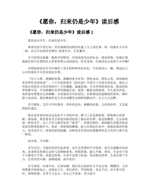 《愿你归来仍是少年》读后感