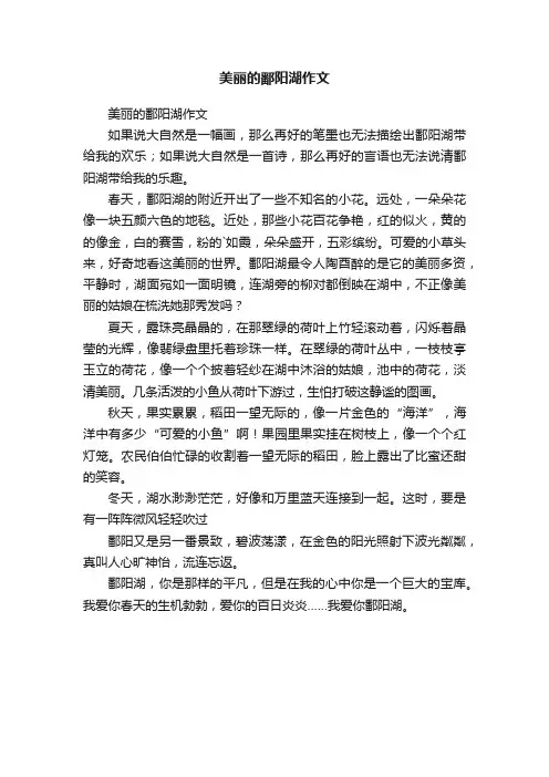 美丽的鄱阳湖作文