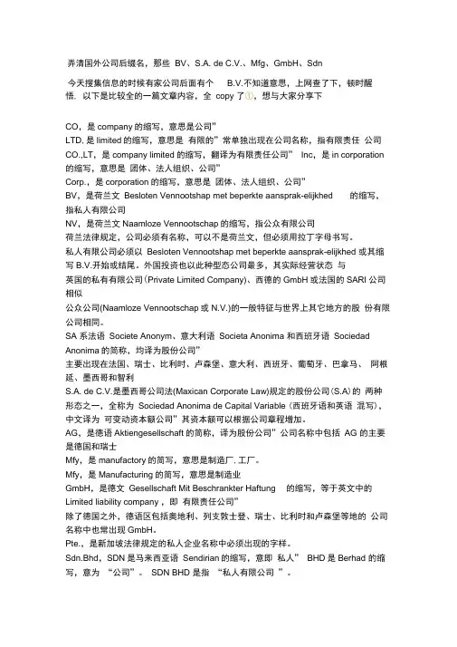 国外公司后缀名资料