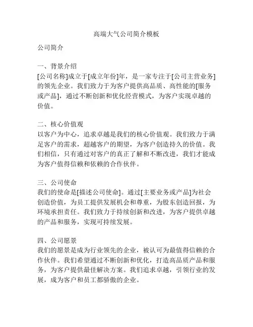 高端大气公司简介模板