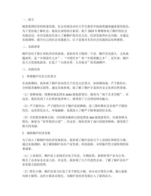 桐庐社会实践报告