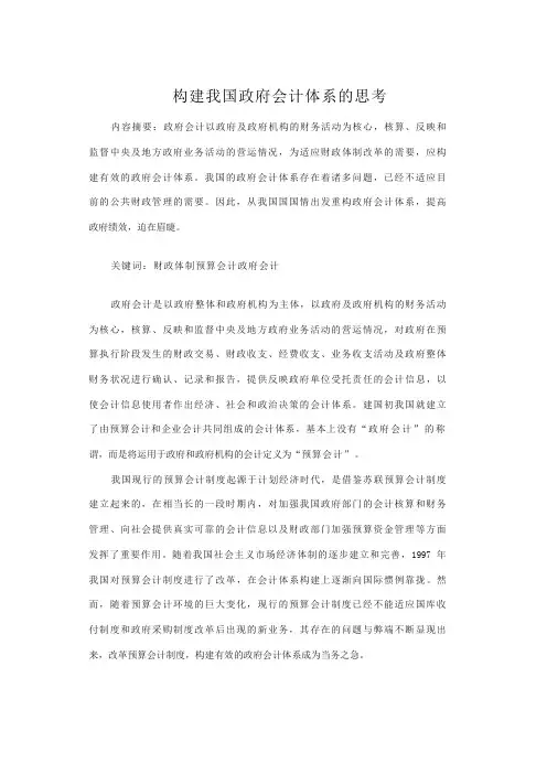 构建我国政府会计体系的思考